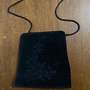 Vintage Black Embroidered Crossbody Bag